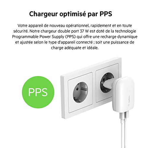 Belkin Boostcharge bloc alimentation 37W USB-C PD 3.0 deux sorties - 6