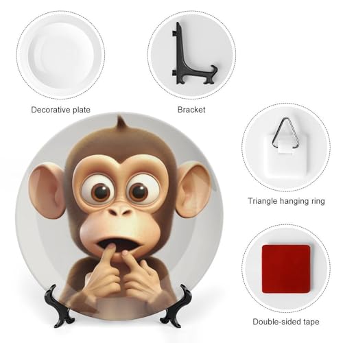 Plato decorativo The Silent Monkey de porcelana de 6 pulgadas miniatura 3
