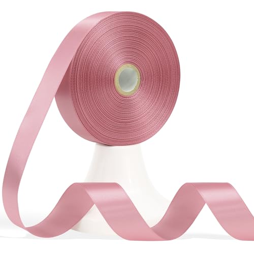 Apeseek 60 Yards Rose Gold Satin Ribbon 7/8 Inch Solid Polyester Fabric Ribbon for Gift Wrapping Crafts Flower Bouquet Wedding Party Baby Shower Festival Christmas