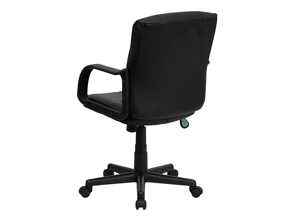 Flash Furniture Skórzane krzesło obrotowe z podłokietnikami, metalowe, czarne, 58,42 x 55,88 x 30,48 cm