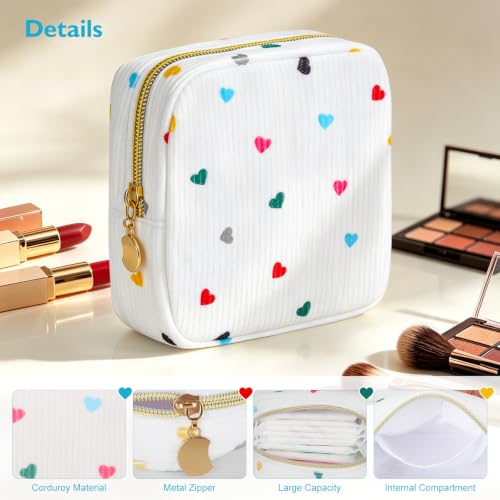 Image of Period Bag for Teen Girls | Heart Sanitary Napkin Storage Bag | Cute Pads Pouch for Period | Menstrual Pouch for Pads, Tampons, Menstrual Cups & Panty Liners | Perfect for Travel & Daily Use