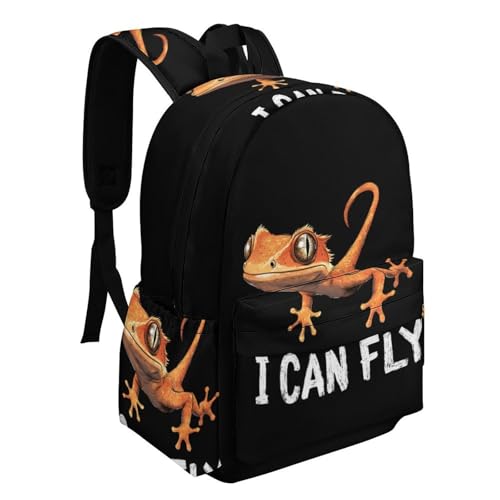 Crested Gecko I Can Fly Simple Casual Backpack Travel Hiking Laptop Shoulder Bag Daypack2