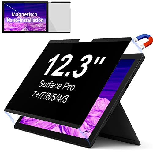 IPROKKO Magnetischer Blickschutzfilter für Microsoft Surface Pro 7 Plus/7/6/5/4/3-12,3 Zoll, Abnehmbar Anti Spy Blaulicht Privacy Screen Blickschutzfolie Sichtschutz Sichtschutzfilter Sichtschutzfolie