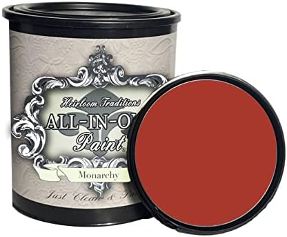 ALL-IN-ONE Paint. Durable cabinet and furniture paint. Built in primer and top coat, no sanding needed. Monarchy (Primary Red), 32 Fl Oz Quart