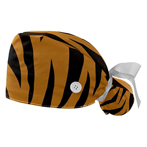 Lot de 2 chapeaux bouffants à motif peau de tigre avec lanières réglables