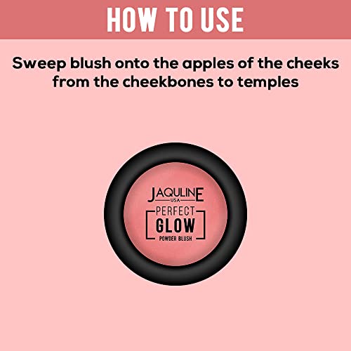 Image of JAQULINE USA Perfect Glow Powder Blush | Highly Pigmented, Soft & Lightweight Formula | Blends Effortlessly | Lasts All Day | Vegan & Paraben-Free | SUNSET HUE, 5g