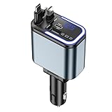 4 IN 1 Zigarettenanzünder USBC, USB-C Zigarettenanzünder Adapter mit 2 PD Typ C Kabeln (30W/20W) und USB-A/USB-C Port, Retractable Car Charger für KFZ LKW Smartphone Tablet Notebook Autozubehör