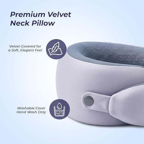 Image of Billebon Memory Foam Neck Pillow, Snake Shape Travel Pillow with Snap Button, Neck Pillow for Travelling & Flight Travel, Ergonomic Support for Comfort & Pain Relief(Grey Single)