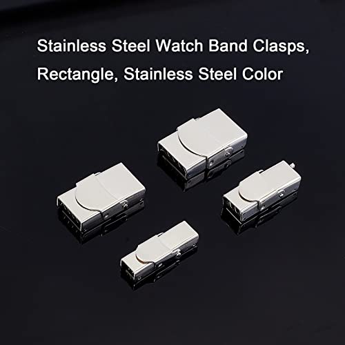 UNICRAFTALE 8 Sets 4 Sizes Stainless Steel Watch Band Clasps 304 Stainless Steel Watch Strap Clasps Rectangle Buckle Clasps - Image 4