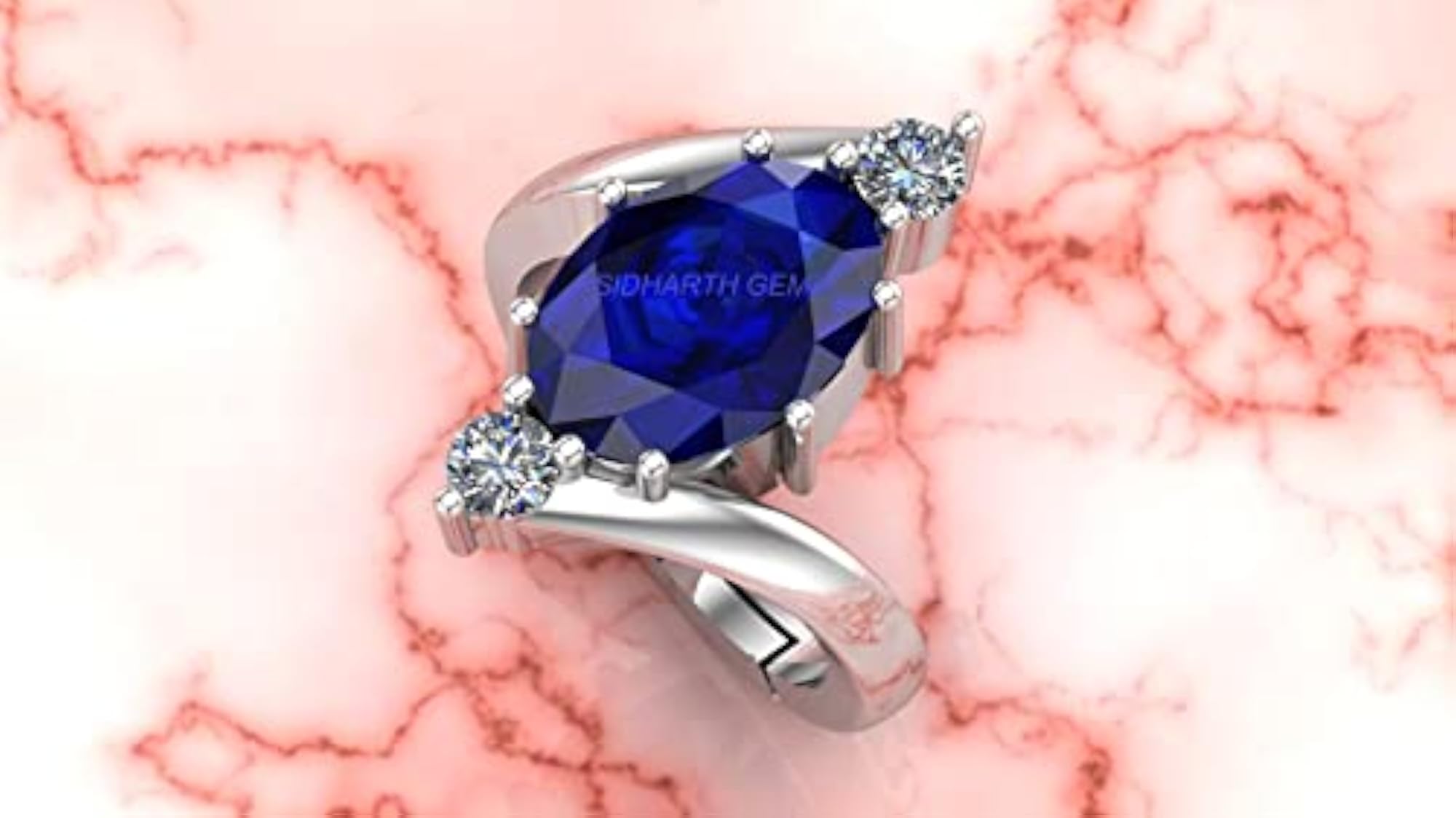 5.25 Ratti Certified Blue Sapphire Silver Plated Ring