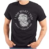Popeye Sailor Man Quote What I Yam Graphic T Shirt Men or Women Black
