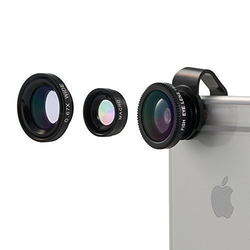 Camera Lens, Vinsic Universal Detachable 180°Fish Eye Lens Wide Angle Lens Micro Lens 3 in 1 Camera Lens Kits for iPhone 6 6s Plus 5 5s 5c 4s ipad