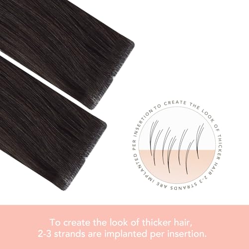 Image of Sindra Invisi Edge Tape in Hair Extensions Human Hair Darkest Brown | 16 Inch 45g 20pcs, Remy Human Hair Extensions for Women, Seamless Injected Tape Ins, Straight and Soft