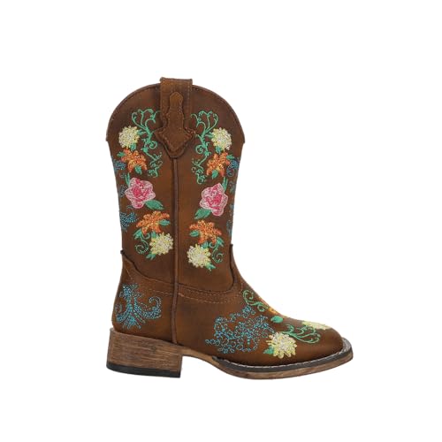 Roper Girls Bailey Floral (Toddler/Little Kid) Western Boot, Tan, 2