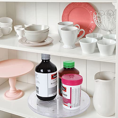 3 Pcs 9 Inch Acrylic Lazy Susan Turntable Organizer, 360 Degree Rotating Bearings Plastic Clear Round Cookie Turntable For Cabinets Kitchen Corner Spice Rack Table Cake Decorating #TOP6