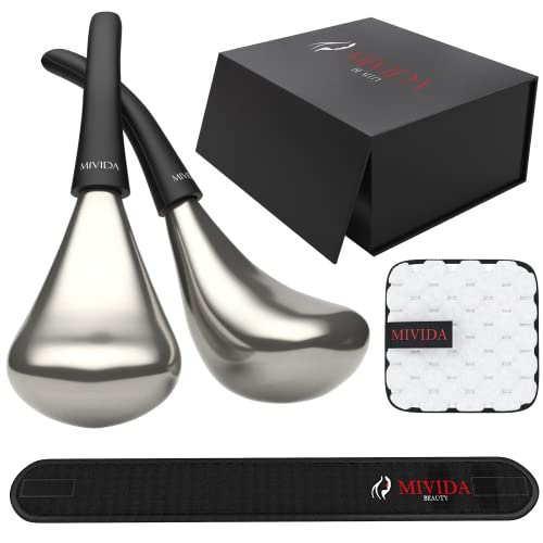 Mivida Beauty Ice Globes for Facials - Unbreakable Stainless Steel Cooling Facial Globes - Cryo Sticks for Face Puffiness, Tighten Skin, Reduce Dark Circles, Enhance Circulation, Daily Beauty Care