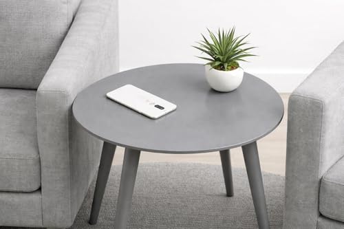Image of Brown Art SHOPPEE Coffee Table-Oval Wood Coffee Table Storage and Display Sofa Table, Small Modern Table Furniture for Living Room&Home Office (Grey)
