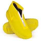 Shiwely Waterproof Shoe Covers, Silicone Reusable Shoe Cover Non-slip Durable Zipper Elastic Rain Cover Protection for Men Women (M (Women 5-7, Men 5-6), Yellow)