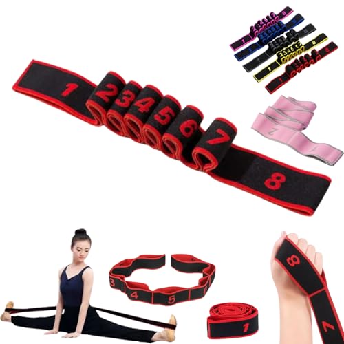Fitness Resistance Band for Stretching and Yoga Number Resistance Band Fitness Resistance Bands with Numbers Fitness Resistance Bands Numbered Divided Into Different Tiers/Levels. (Red)