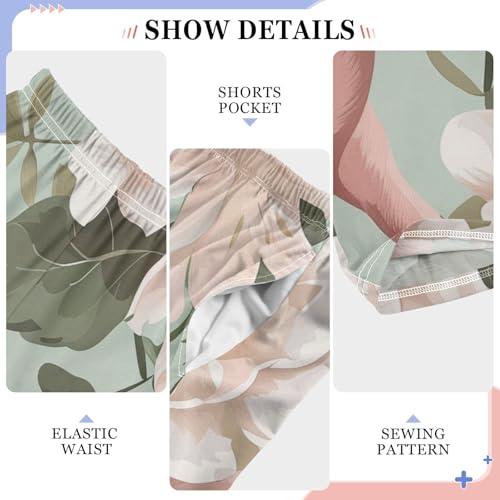 Pig Poney Floral Boys Long Pants Soft Trousers Elastic Waist Kids Lounge Bottoms with Pockets S-XL4