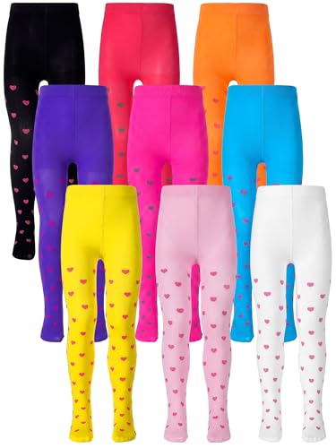 Image of Fourluoo Girls Tights Colorful Pantyhose Soft Thigh High Sock Jacquard Seamless Dance Legging Flower Girl Sock for 4-12 Years