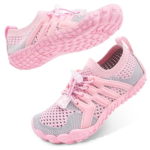 Stelle Water Shoes for Women Men Barefoot Shoes with Adjustable Laces Adult Quick-Dry Aqua Sock for Beach Swim Pool Hiking (Pink,7)