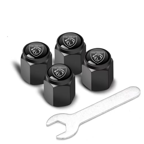 WDJRUIRUI 4 Tapones De Válvula De Metal con Anillo De Goma para Peugeot 308 III P51 I 2021-2024,Tapas de Válvula de Neumático de Coche Tapas de Válvula Antideslizantes