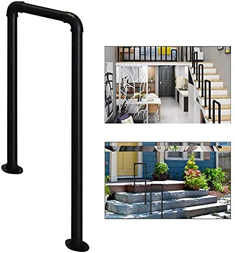 Mains courantes d'escalier de type U en fer forgé noir pour marche extérieure de villa