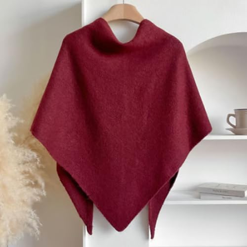 Women's Solid Color Scarf, Wool Blend Shawl, Lightweight Casual Soft Comfortable Triangle Shawl for Daily Wear4