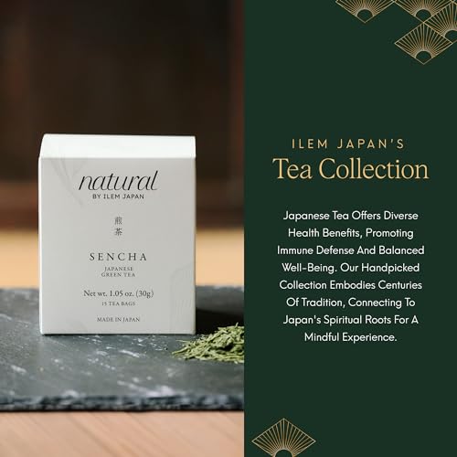 Image of ILEM JAPAN Sencha Green Tea Bags, Organic Japanese, Loose Leaf, Green Tea, First Harvest, Smooth Taste Tea Bags