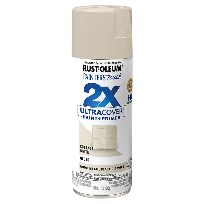 Rust-Oleum 334040-6PK Painter's Touch 2X Ultra Cover Spray Paint, 12 oz, Gloss Cottage White, 6 Pack