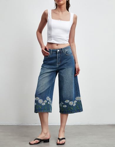 Kedera Women Casual Embroidered Wide Leg Denim Jeans 2025 Summer Trendy Baggy Pants Boyfriend Y2K Trousers2