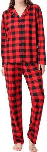 BZSFW Matching Family Christmas Pajamas Set, Classic Buffalo Plaid Holiday PJs Button Down Sleepwear for Adults Kids 2 41tgi18 dXL. AC