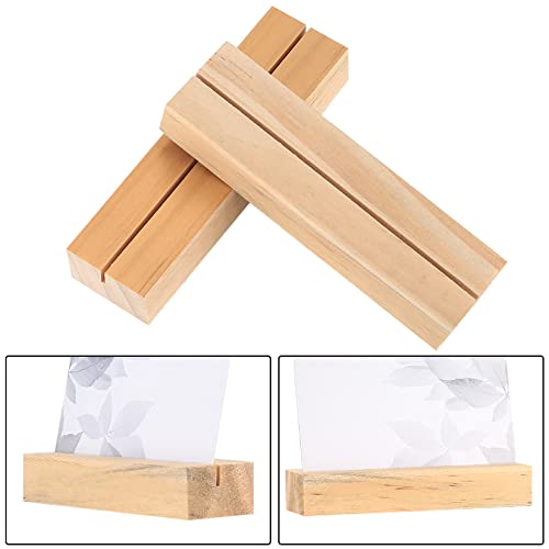 6 Pcs Wooden Place Card Holders, Wood Table Number Card Stands, Name Memo Card Holders, Picture Card Sign Holders for Wedding Dinner Home Party Events Decoration