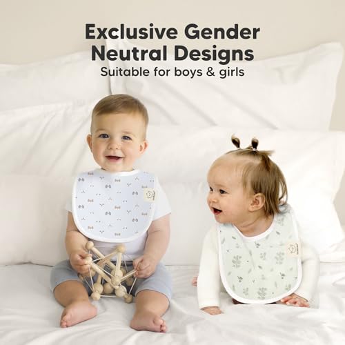 Image of 8-Pack Organic Baby Bibs for Boys, Girls - Soft Cotton Drooling and Teething Bibs for Baby Girl & Boy, Extra Absorbent, Easy to Clean & Put On for Toddler, Newborn, Infant 0-24 Months (Lunaris)