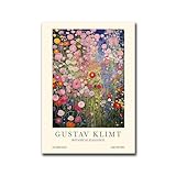 YF Sweet Canvas Art Poster Gustav Klimt Flower Garden at Night Poster Living Room and Bedroom Office Decoration 16x24inch Without Frame