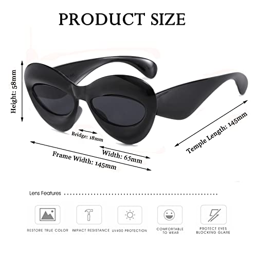 Long Keeper 3 Pair Lip Sunglasses Unique Women Sexy Thick Frame Inflated Cat Eye Candy Color Punk Sun Glasses UV4003