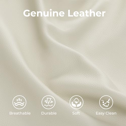 Image of CHITA Genuine Leather Power Recliner Sofa, Loveseat Reclining Sofa, Cream