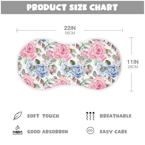 xigua Watercolor Roses Muslin Baby Burp Cloths Set of 1, Super Soft & Absorbent Burping Rags, Cotton Burp Clothes Shower Gift for Newborn, Baby Girls and Boys4