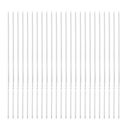 QUARKZMAN 24 piezas de Brochetas de Metal 35cm x 3.8mm x 1mm Palitos Planos de Acero Inoxidable Reutilizables para Barbacoa al Aire Libre Parrilla de Barbacoa para Carne, Camarones