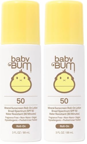 Image of Baby Bum Mineral SPF 50 Roll-On Sunscreen | Vegan and Hawaii 104 Reef Act Compliant (Octinoxate & Oxybenzone Free) Broad Spectrum Moisturizing UVA/UVB Easy Roller Ball Sunscreen Lotion (Pack of 2)