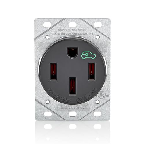 Leviton 50 Amp EV Charging Receptacle/Outlet Heavy Duty 1450R Black