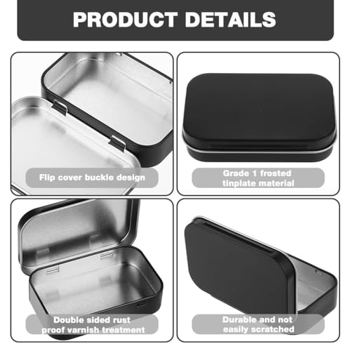 Image of HASTHIP 4Pcs Small Metal Tin Boxes with Lids - Rectangular Mini Storage Containers for Crafts, Candies, Spices, Travel & DIY, 9.5x6x2.2cm