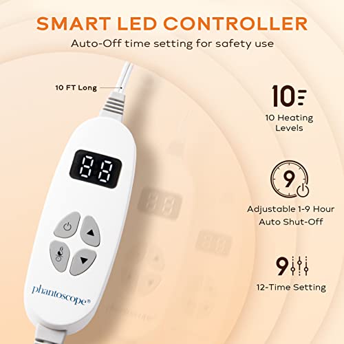 Phantoscope Heated Blanket Electric Throw - Fast Heating Electric Blanket - Faux Rabbit Fur Flannel with 10 Heating Level Settings & 9 Hours Auto Off Machine Washable ETL Certified Leopard 50"x 60"