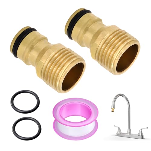 2PCS Conector Rápido de Latón de 1/2', Conectores de Manguera de Jardín Adaptador de Grifo Roscado Macho Conector Rápido de Rosca Macho Accesorios de Riego Macho para Adaptador de Grifo