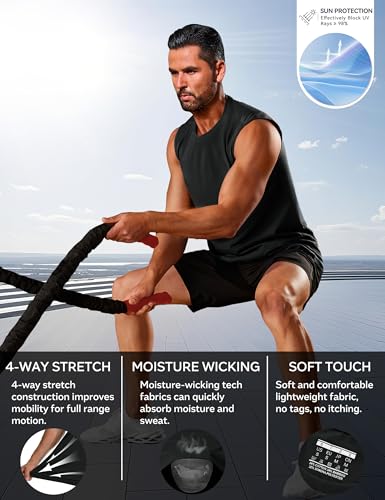 Cotrasen Men's Tank Top UPF 50+ Cotton Sleeveless Shirt Lightweight Casual Gym Workout Shirts Cooling Muscle Tee Shirt3