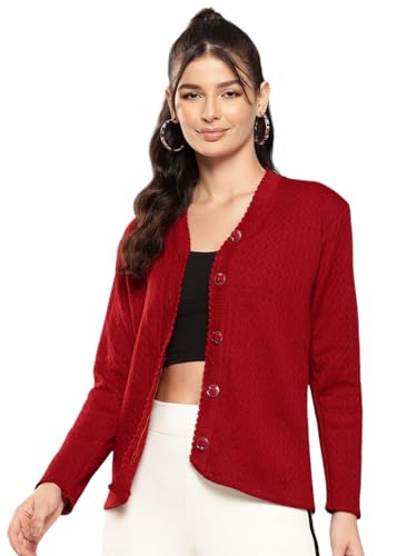 Image of Aarika Womens Casual Wear Black Colour Solid Woolen Cardigan