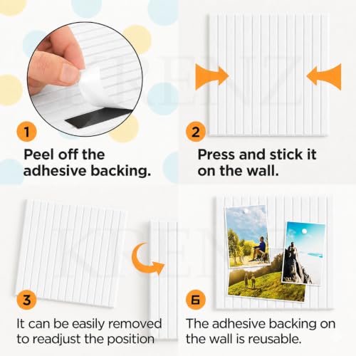 Image of KRENZ Self Adhesive Bulletin Notice Board (30 X 30 Cm) with Drawing Pins List Board for Wall Vision Board for Manifestation Wall Boards Message Board for Office School Collage (6, White Line)
