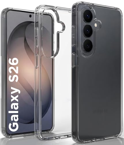 Image of RIGGEAR Shockproof Clear Hybrid Armor Back Cover Case Compatible with Samsung Galaxy S26 (Transparent PC and TPU Bumper)