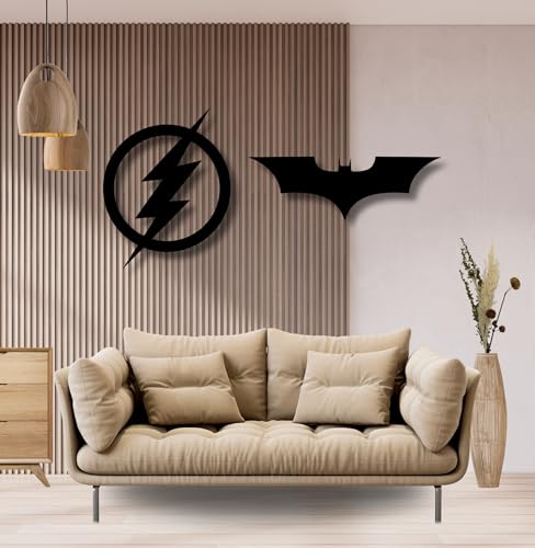Image of TWIGGY Superhero 6mm MDF Wooden Wall Decor Set for Home, Office, or Gaming Room, Gift, Anime (pack of 2 | The Flash, The Dark Knight)